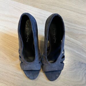 Elizabeth and James Charcoal Suede Wedges